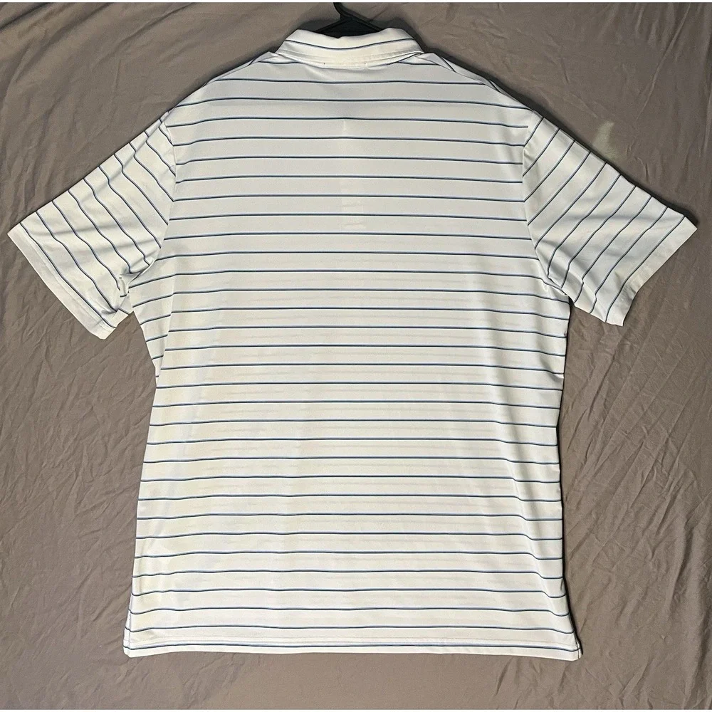 RLX Ralph Lauren Polo Shirt Men's Size XL White Green Stripes Short Sleeve Golf